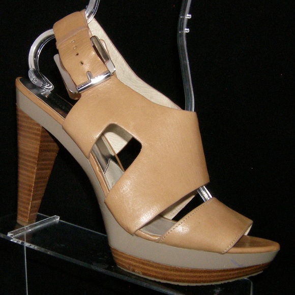 Michael Kors Carla beige leather platform heel 11M - Picture 1 of 8